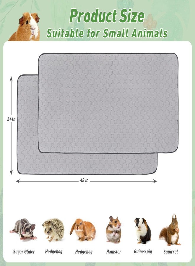 LWYMX 2Pack Guinea Pig Cage Liners, 24''X48'' Washable Guinea Pig Pee Pads, Non Slip Reusable Super Absorbent Guinea Pig Training Mat Bedding Fleece for Small Animals Hamster Rabbit Chinchilla Rat - Image 2